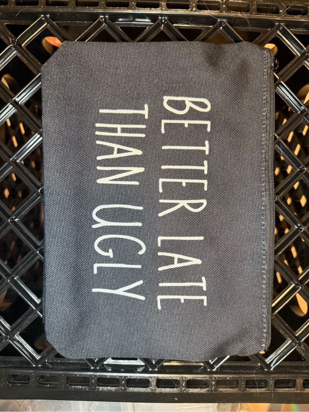 Canvas Zip Pouch - Black with White Text